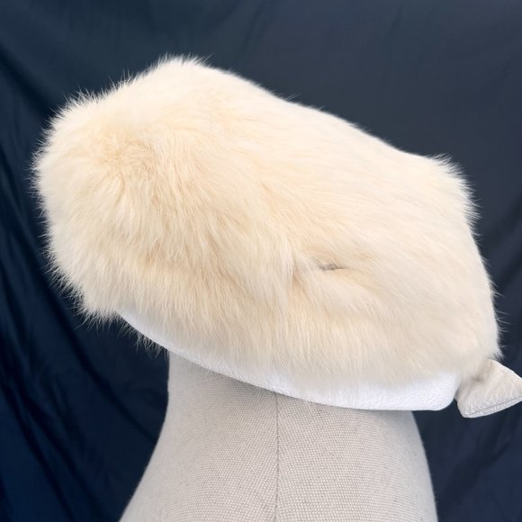 Vintage 60's Rabbit Beret with Faux Leather - Small - Picture 4 of 10